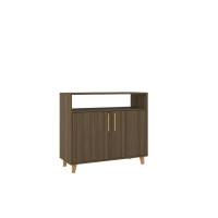 Manhattan Comfort 157AMC195 Mid-Century - Modern Herald Sideboard with 3 Shelves in Oak Brown